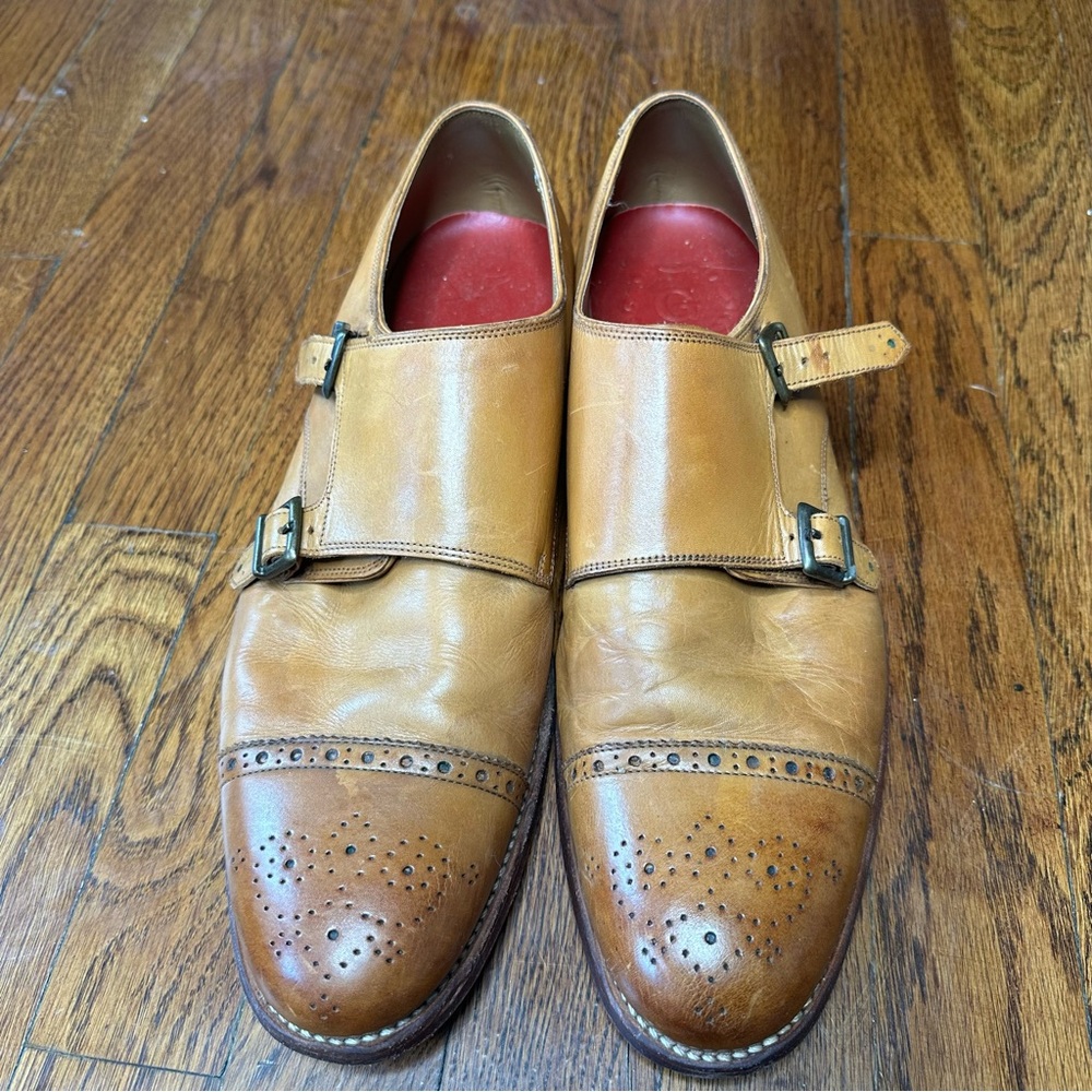 Grenson Men's Tan Leather Monk Strap Shoes